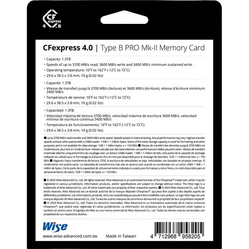wise advanced cfexpress type b 1.3tb cfx b1300pm2