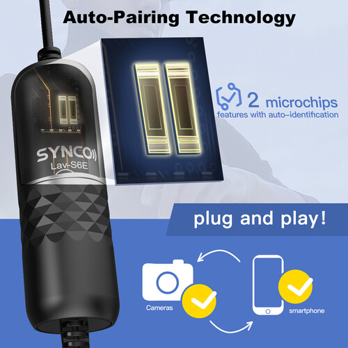 synco s6e wired lavalier microphone